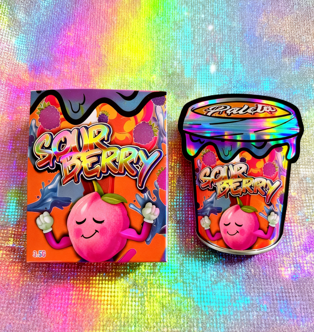 Holografische doos en zak 3.5 Mylar verpakkingsset herverzegelbaar 3.5g eetbare Mylar die cut zakken met display graan dozen