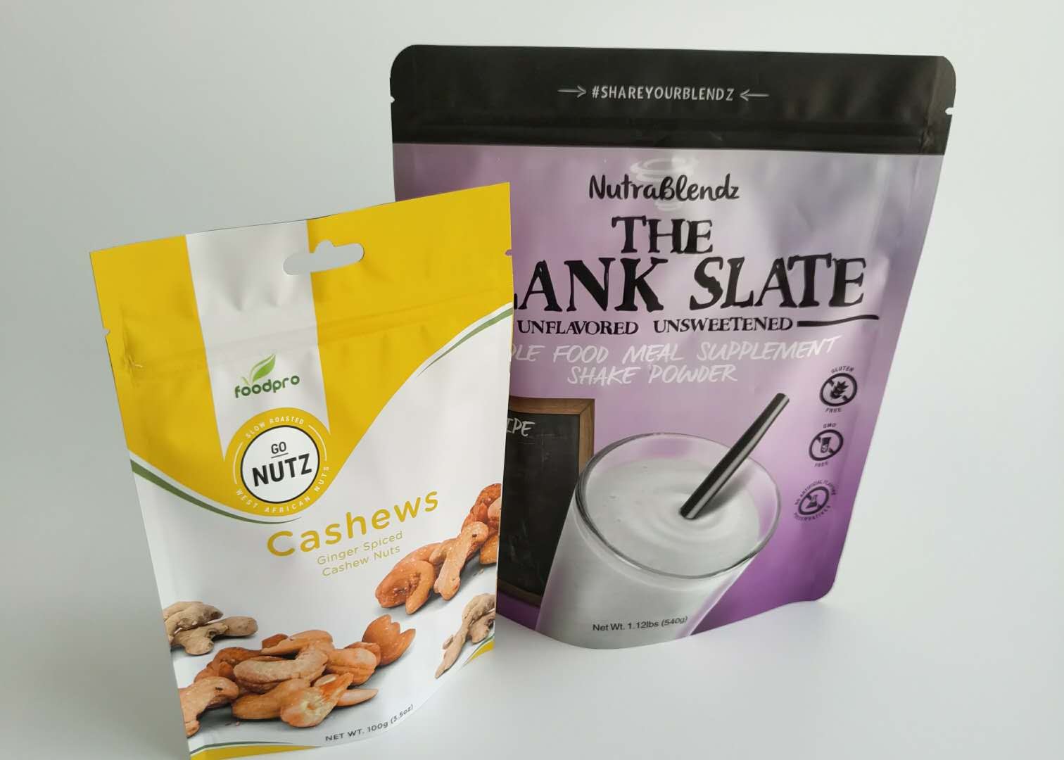 Cocoa Protein Snack Bag Verpakking, Stand Up Zipper Pouch Custom Printing Logo