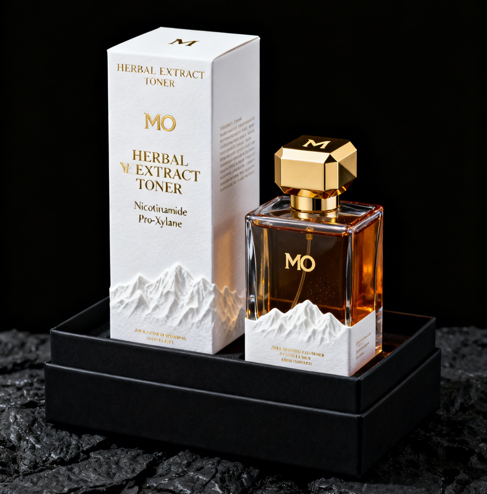 Op maat gemaakte biologisch afbreekbare cosmetische verpakkingsdoos met goudfolie en blinddruk voor parfum geschenkdoos