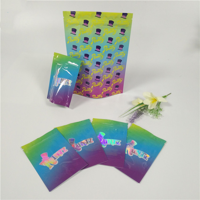 Plastic Hologram Glanzende Resealable Tribune op het Bewijs van de de Zakkengeur van Runtz van de Zakkenritssluiting