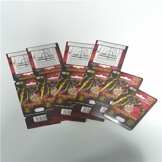 Van de Pillen Stijve Rox van het Poseidongeslacht het Geslachtscapsules die Blaarkaart Aangepast Embleem verpakken