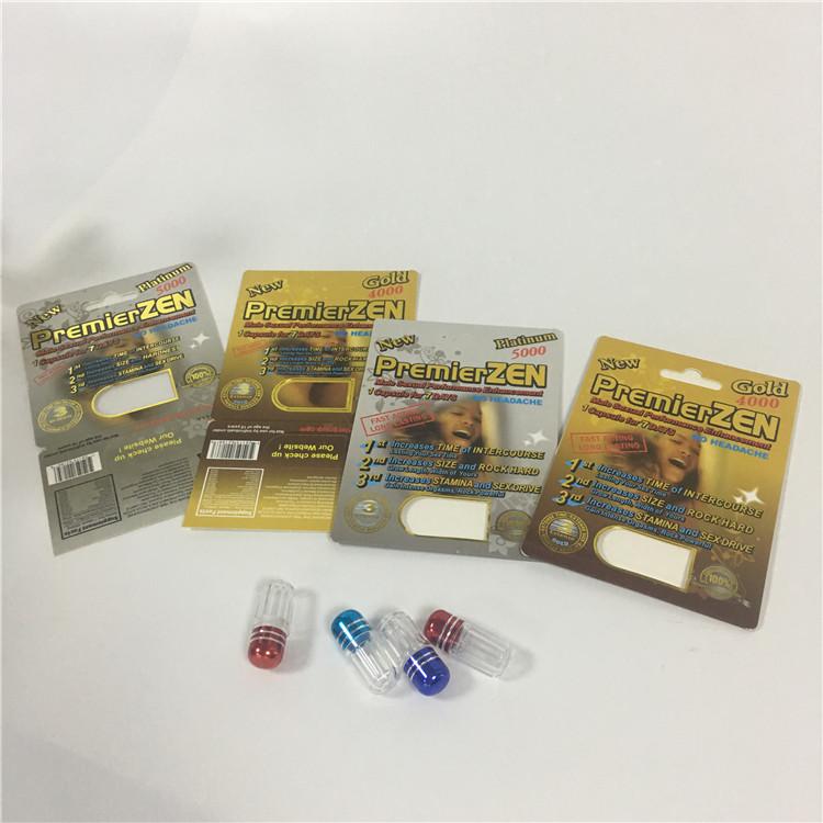 CBD-Document Blaarkaart die het Mannelijke Gebruik van Versterkerspillen met UVvertoningsvakjes verpakken