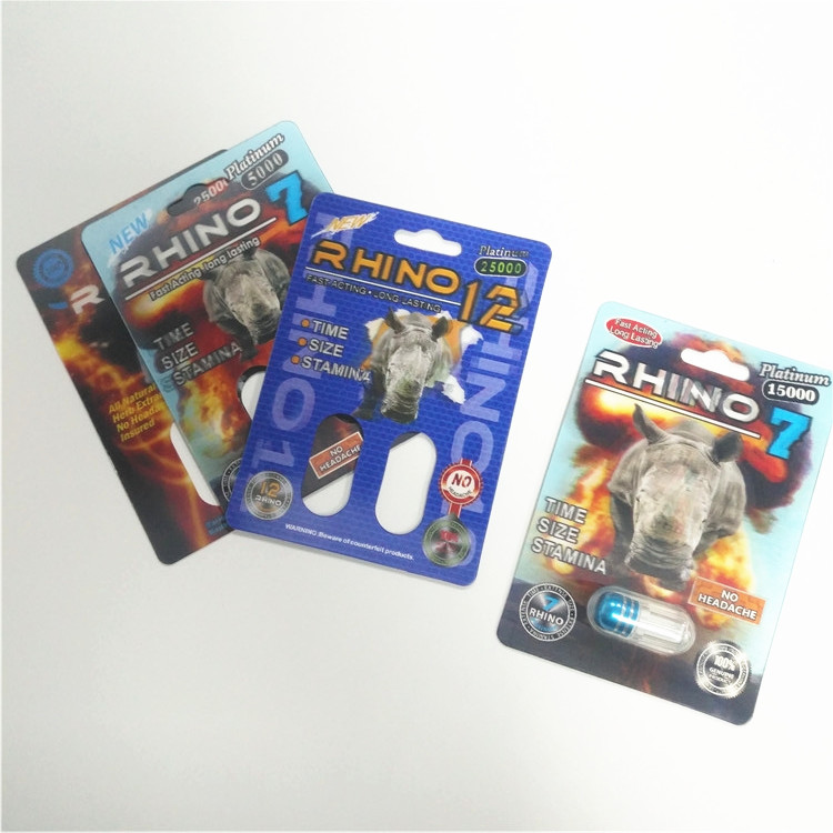 Kunstdocument Blaarkaart van de de Verhogingspil van de Verpakkingsrinoceros de Mannelijke Aangepaste Grootte Vakjes