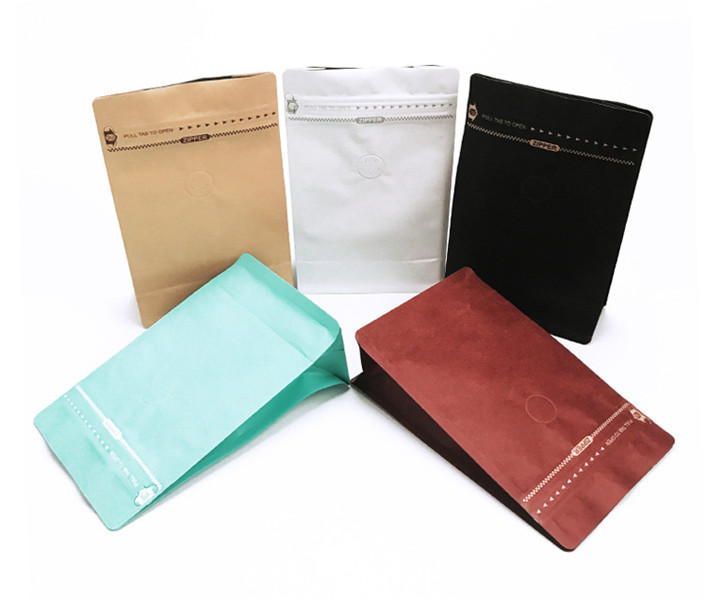 Vlakke Bodemtheezakjes die Douane Gedrukt Resealable Kraftpapier-Document met Klep verpakken