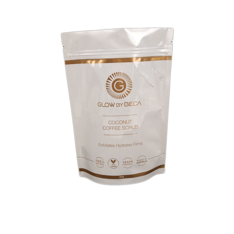 Witte Glanzend beëindigt Lichaam schrobt 150 Microntribune op Ritssluitingszak