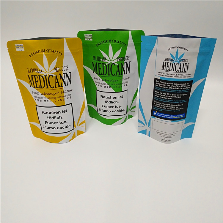 CBD-de Plastic Tribune van Mylar van de Onkruidfolie op Bestand Zak Luchtdichte Geur