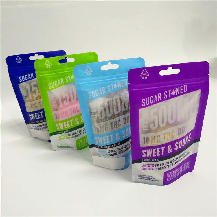 van het de Geurbewijs van 3.5g 1/8oz van de de Stamper de Duidelijke Ritssluiting Zak Veilig voor kinderen van de Uitgangsmylar voor Hennepbloem CBD Gummies Verpakking