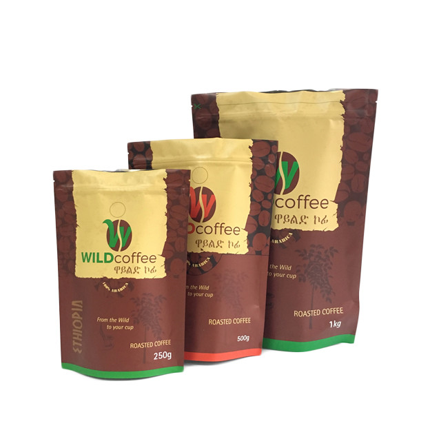 250g 500g 1kg Matte Finish Foil Lined Stand op Ritssluitings Verpakkende Zak voor Koffie Verpakking