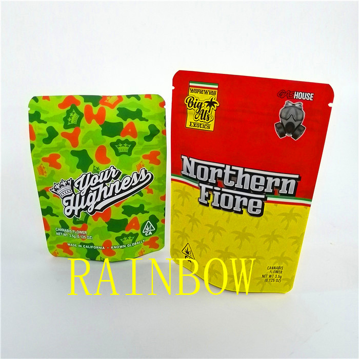 Ritssluiting van de douane drukte de Zachte Aanraking de Tribunehitte omhoog Veilig voor kinderen van het Geurbewijs - verzegel Plastic Matte Weed Design Mylar Bags