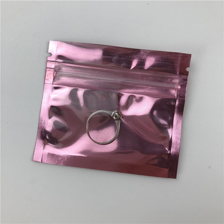 Kleine Grootte Plastic Rose Gold Ziplock Pouch Logo die Drie de Zijzak van de Verbindingsritssluiting voor Juwelen met Venster drukken