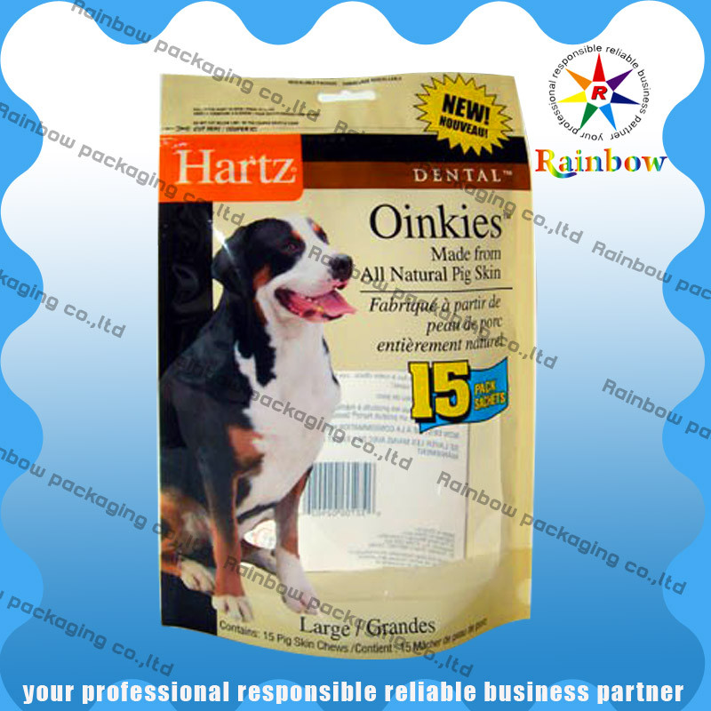 De hond paste Voedsel voor huisdierenzak aan met Bodemhoekplaat en Ritssluiting die wordt gerecycleerd