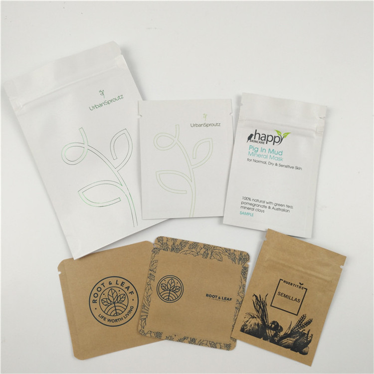 Mini Kraft Paper Cosmetic Pouch-Verpakking met van de de Koffiethee van de Ritssluitings Leeg Folie de Pillensachet