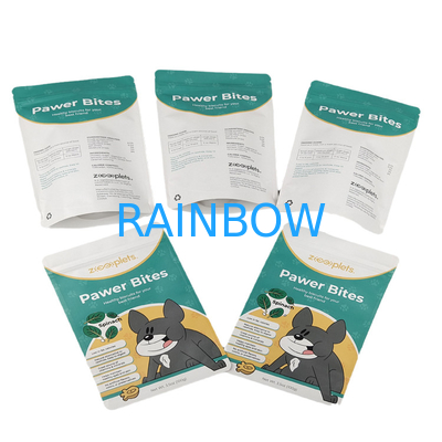 Gepersonaliseerd logo Stand Up Pouch Kraft Paper Bag voor hondenbehandeling Digitaal afdrukbaar hervergrendelbare Mylar-zakken