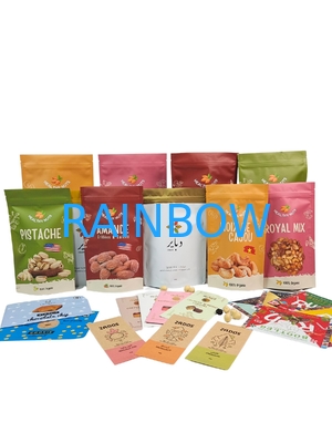 Biologisch afbreekbare voedselgraad snack verpakking warmte afdichting aluminiumfolie ritszak voor noten thee koffie huisdiervoeding