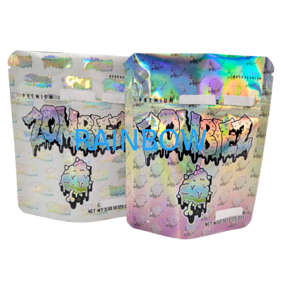 Holografische Mylar Zak Hersluitbare Geurvrije Stand-Up Pouch 3.5g/7g/1oz/1lb Gummies Snack Plastic Zak Met Ritssluiting
