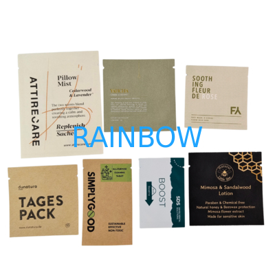 Unique Design Small Sample Sachets Aluminum Foil Laminated Plastic Heat Seal 3 Sides Sealing Cosmetics Lotion Face Masks Blush