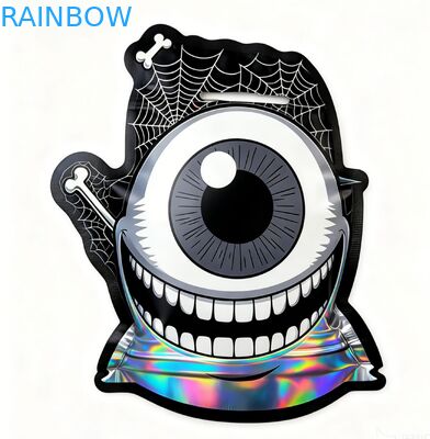 Custom Die Cut Mylar-zakken met kind-proof rits en holografisch ontwerp voor snackverpakkingen